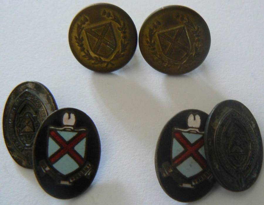 WW2-era Old Andrean large embroidered shield patch, buttons and cufflinks