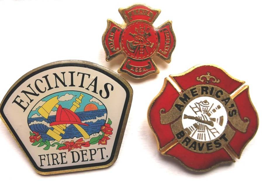 Lot of 3 vintage USA fire services lapel pin badges