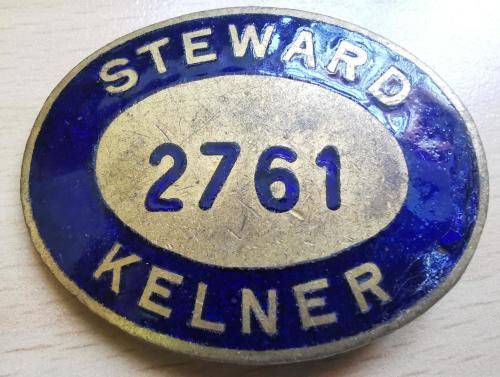 SA Railways 1969 enamelled Steward / Kelner badge - 2761
