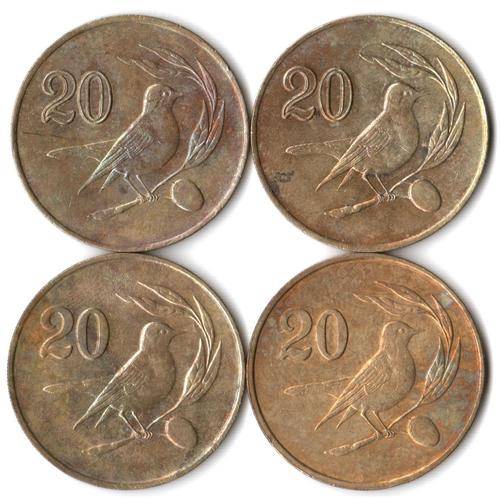 Cyprus 20 Cents 1983(x2) & 1985(x2) - excellent condition