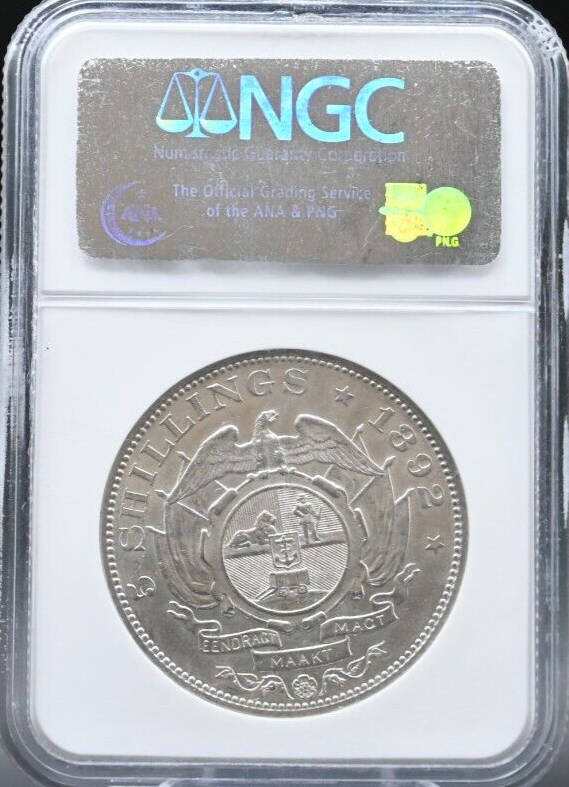 South Africa 1892 ZAR South Africa 1892 ZAR 5 Shilling DOUBLE Shaft AU 58 NGC