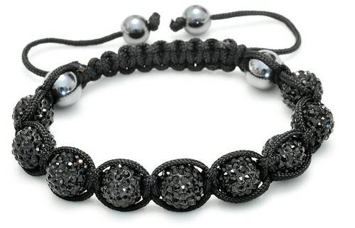 New trend - Shamballa! Macrame disco ball braided bracelet - black