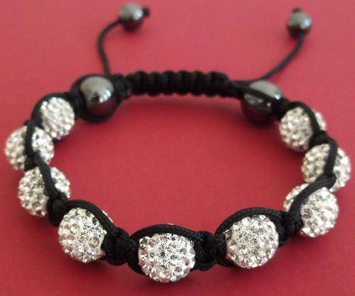 New trend - Shamballa! White clay rhinestone ball bracelet