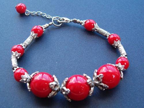 Tibet Silver Red Coral Bracelet