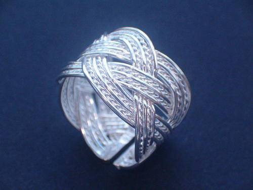 Silver Wide Woven Ring