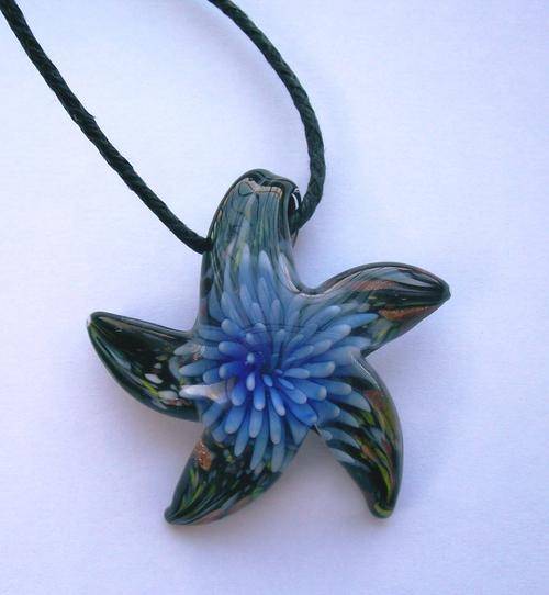 Flower Starfish Lampwork Murano Pendant Necklace