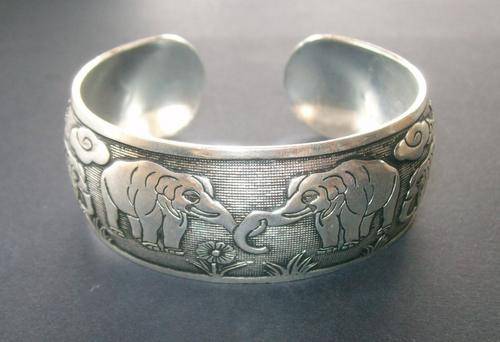 Elephant Tibetan Silver Bangle