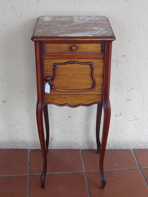 VINTAGE FRENCH MARBLE TOP POT CUPBOARD - A BARGAIN BUY