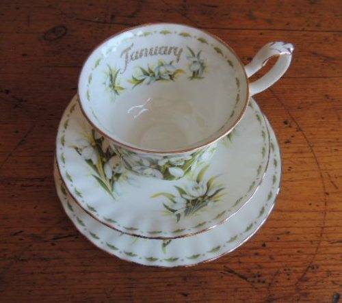 ROYAL ALBERT FLOWER OF THE MONTH TRIO - JANUARY (SNOWDROPS)