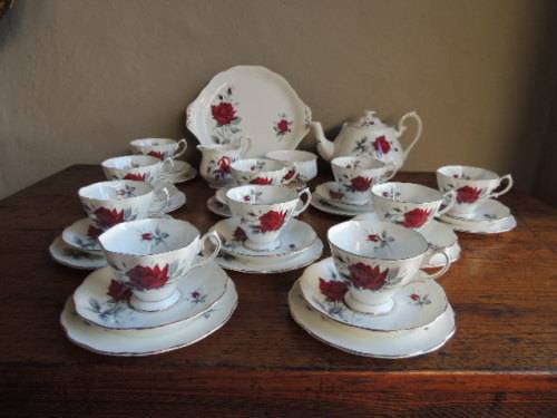 ROYAL ALBERT TEA SET 40 Pieces - "SWEET ROMANCE" (12 Trios plus teapot) SPECTACULAR!!!