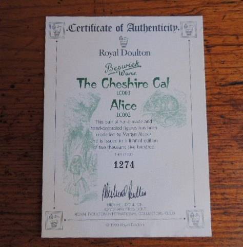 ROYAL DOULTON BESWICK WARE - "THE CHESHIRE CAT" LIMITED EDITION