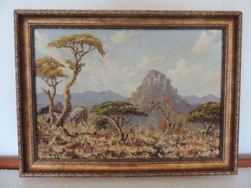 ERNEST BENJAMIN KING - OIL ON BOARD - BUSHVELD LANDSCAPE DATED 1957