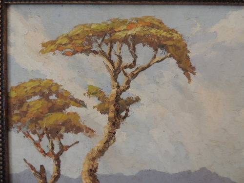 ERNEST BENJAMIN KING - OIL ON BOARD - BUSHVELD LANDSCAPE DATED 1957