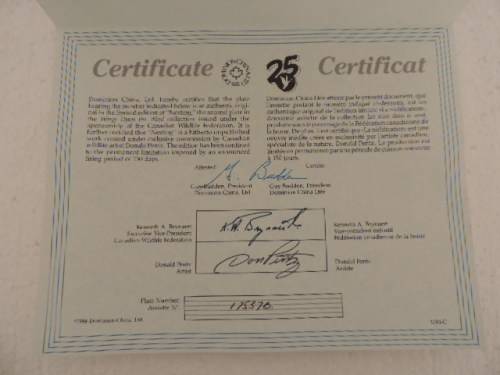 DOMINION CHINA LTD ONTARIA CANADA PLATE - "NESTING" - BOXED WITH COA