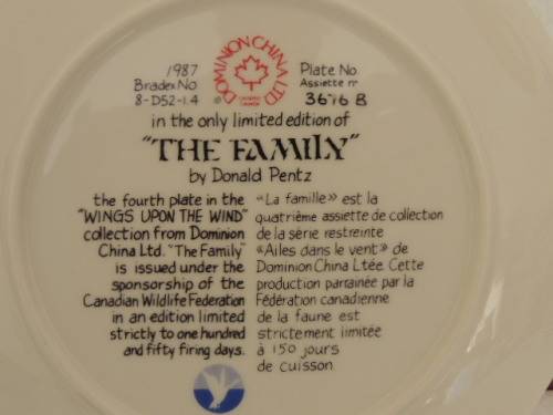 DOMINION CHINA LTD ONTARIA CANADA PLATE - "THE FAMILY" - BOXED WITH COA