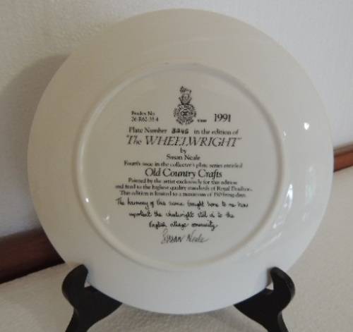 ROYAL DOULTON OLD COUNTRY CRAFTS PLATE - "THE WHEELWRIGHT" 1991, BOXED WITH COA