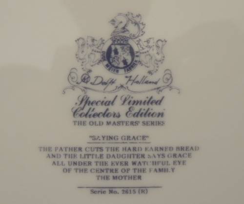 DELFT RACK PLATE - "SAYING GRACE"