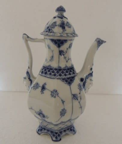 ROYAL COPENHAGEN BLUE FLUTED  FULL LACE COFFEE/CHOCOLATE POT - Reserved for Louky