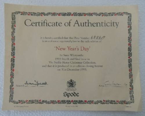 SPODE PLATE THE NOBLE HORSE CHRISTMAS COLLECTION - "NEW YEAR'S DAY" BOXED WITH COA