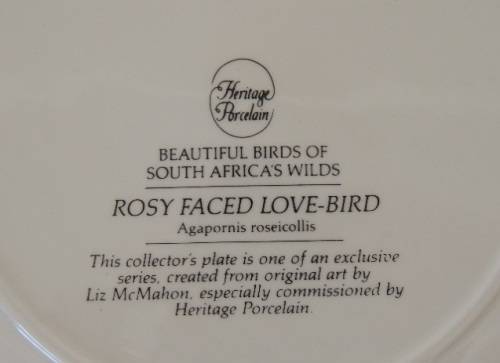 HERITAGE COLLECTION BEAUTIFUL BIRDS OF SOUTH AFRICA'S WILDS - ROSY FACED LOVE-BIRD