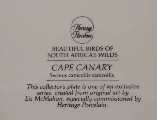 HERITAGE COLLECTION BEAUTIFUL BIRDS OF SOUTH AFRICA'S WILDS - CAPE CANARY