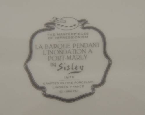 LIMOGES MASTERPIECES OF IMPRESSIONISM - "LA BARQUE PENDANT L 'INONDATION A PORT-MARLEY"  by Sisley