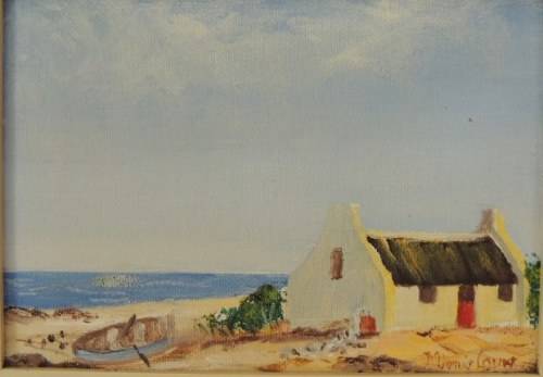CAPE DUTCH SCENE OIL ON BOARD - FOUR PAINTINGS BY MIEMIE LOUW, price reduced