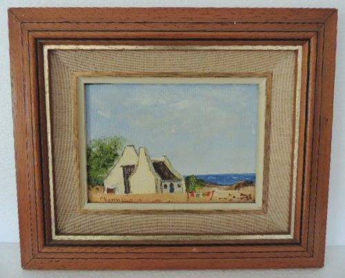 CAPE DUTCH SCENE OIL ON BOARD - FOUR PAINTINGS BY MIEMIE LOUW, price reduced