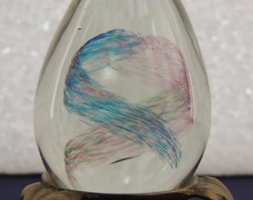 Two Art Glass Eggs On Stands