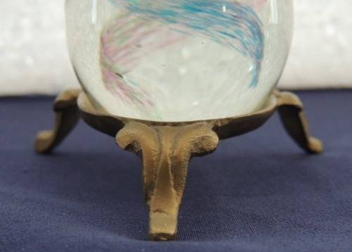 Two Art Glass Eggs On Stands