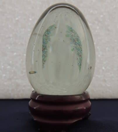 Two Art Glass Eggs On Stands