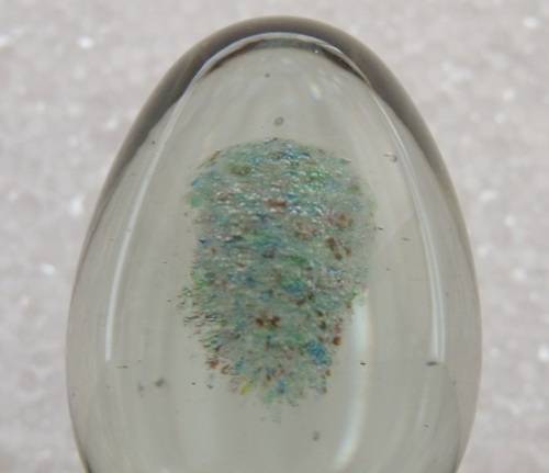 Two Art Glass Eggs On Stands