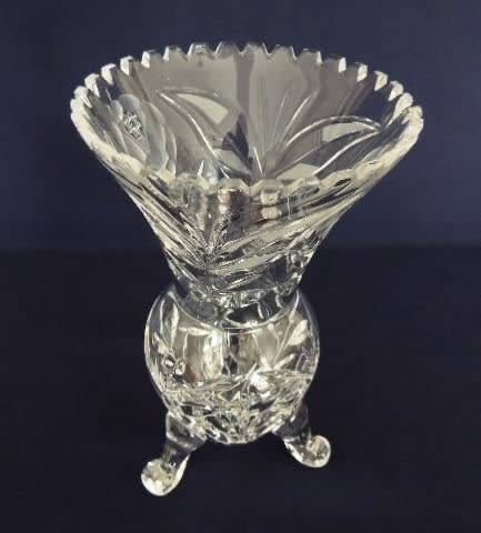 Rose and Leaf Cut Crystal Vase - 22 cm