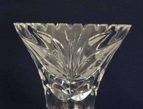 Rose and Leaf Cut Crystal Vase - 22 cm