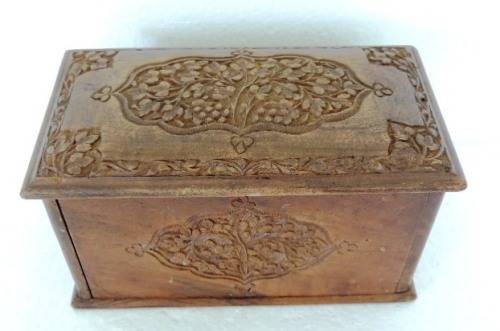 Carved Burmese Teak Cigarette Box