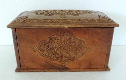 Carved Burmese Teak Cigarette Box
