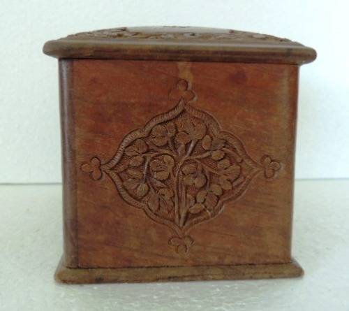 Carved Burmese Teak Cigarette Box