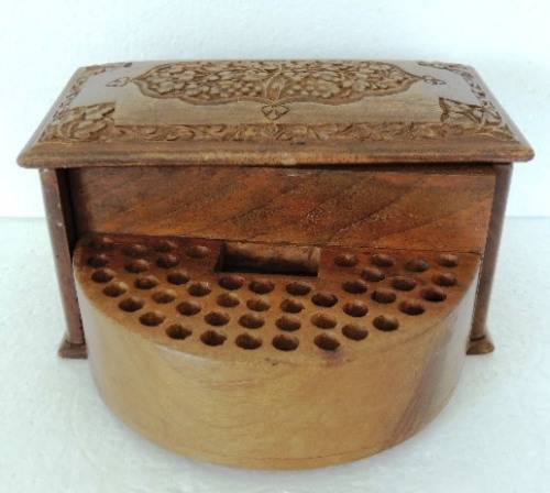 Carved Burmese Teak Cigarette Box