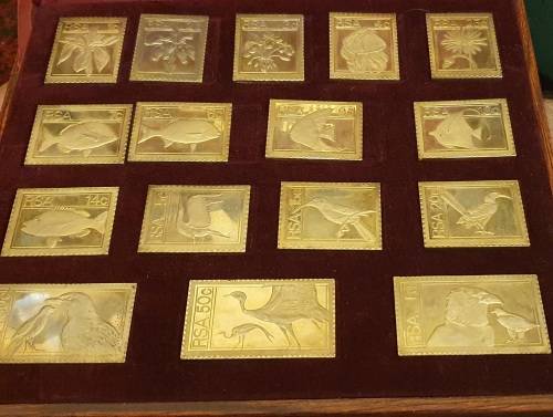 RSA 1974/1975 Definitive Stamp Replica Set (sterling silver, gold plated)