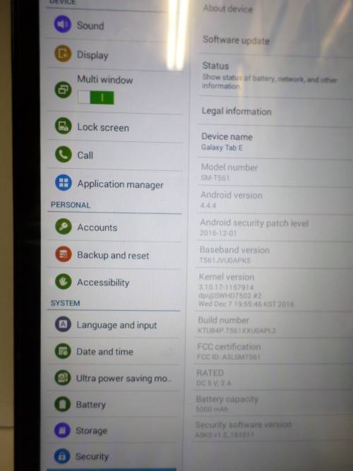 SAMSUNG TAB E MODEL- SM-T561