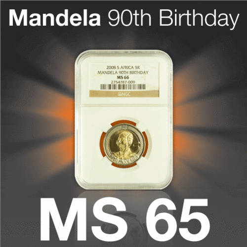2008 Mandela 90th Birthday 5 Rand NGC MS 65