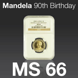 2008 Mandela 90th Birthday 5 Rand NGC MS 66