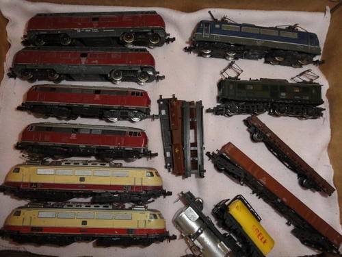MINITRIX N GAUGE COLLECTION OF LOCO'S AND WAGON'S FOR SPARES OR RESTORATION IN FAIR CONDITION
