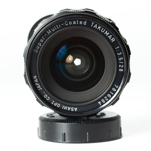 Super-Multi-Coated Takumar 28mm f3.5 and lens hood