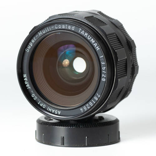 Super-Multi-Coated Takumar 28mm f3.5 and lens hood