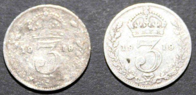2 x 1919 Silver Tickey. Have a Look. 1 Bid for lot.