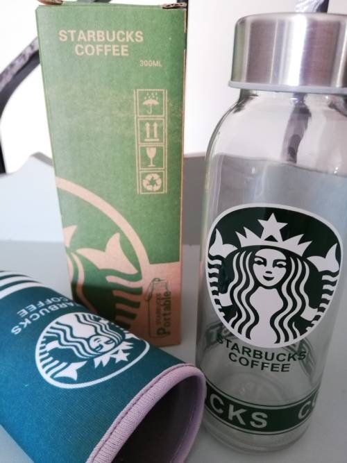 STARBUCKS 300ml Glass Bottle with Heat Resistant Sleeve