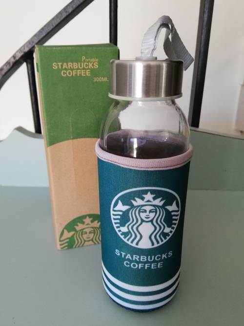 STARBUCKS 300ml Glass Bottle with Heat Resistant Sleeve