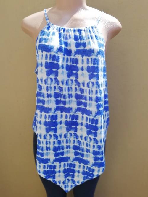 BLUE & WHITE LONGER LENGTH TOP (40)