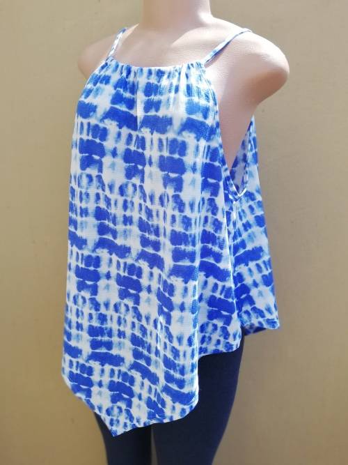 BLUE & WHITE LONGER LENGTH TOP (40)